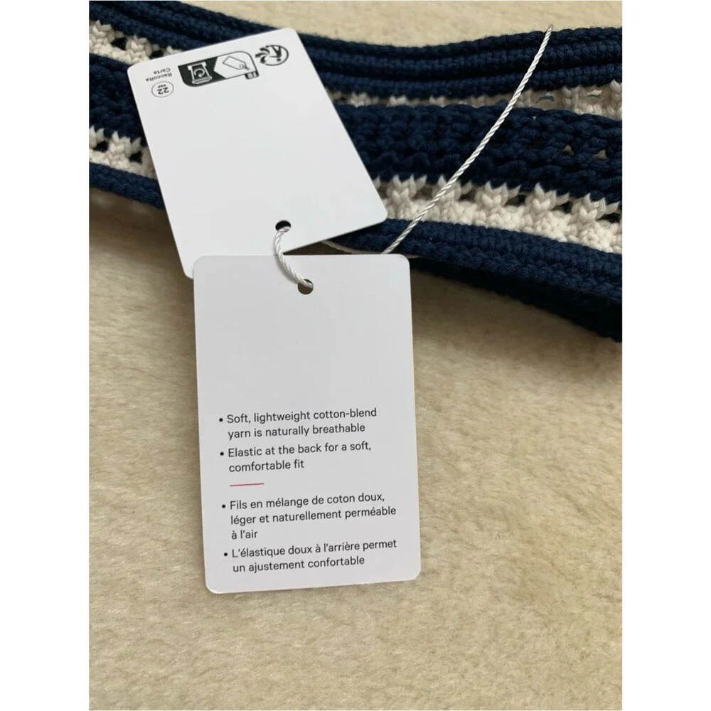 Lululemon Cotton Crochet Headband Club Blue/ Light Ivory One Size New